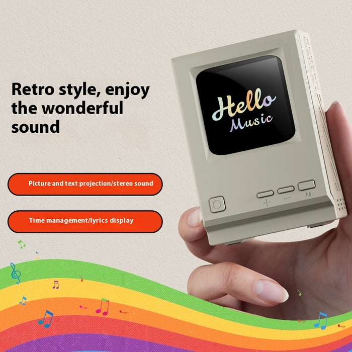 Retro Small Computer Lyrics Speaker Table Clock Wireless Bluetooth Speaker