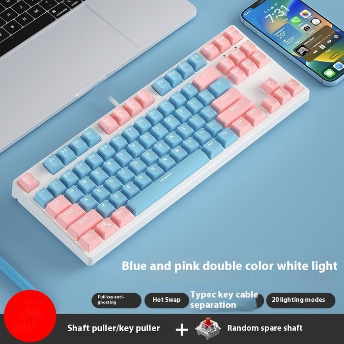 87 Key Wired Game Hot Plug Two Colors Mechanical Keyboard