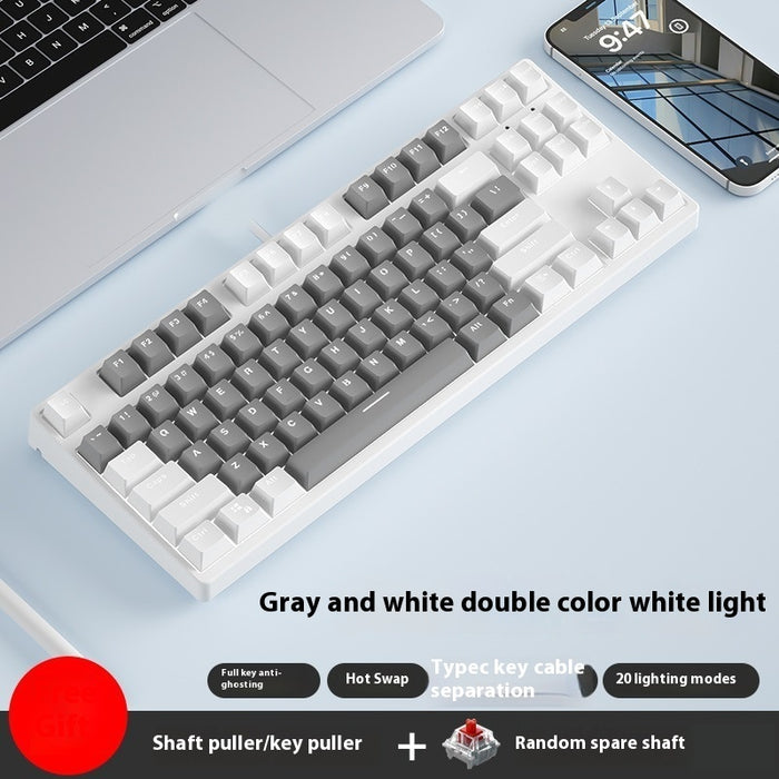 87 Key Wired Game Hot Plug Two Colors Mechanical Keyboard