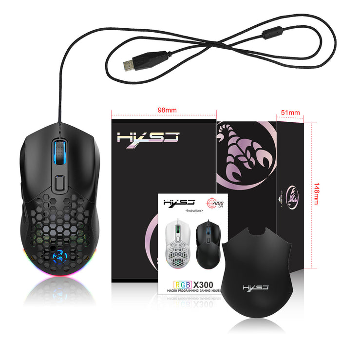 Hollow Out Wired E-sports MOUSE RGB Luminous Lightweight Gaming MOUSE