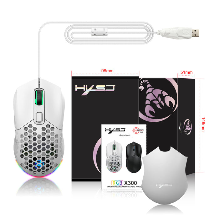 Hollow Out Wired E-sports MOUSE RGB Luminous Lightweight Gaming MOUSE